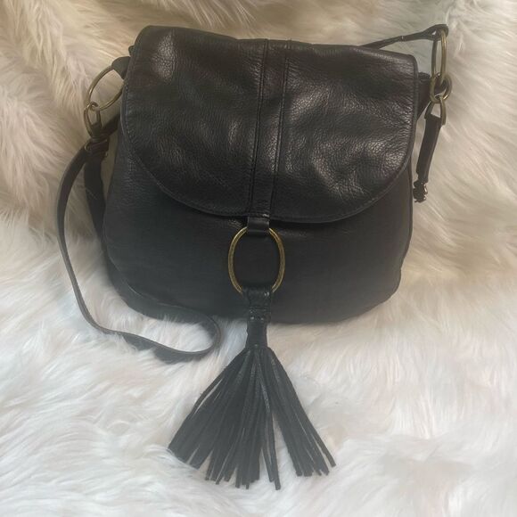 Lucky Brand soft black leather medium shoulder bag with satchel accent . - Picture 4 of 13